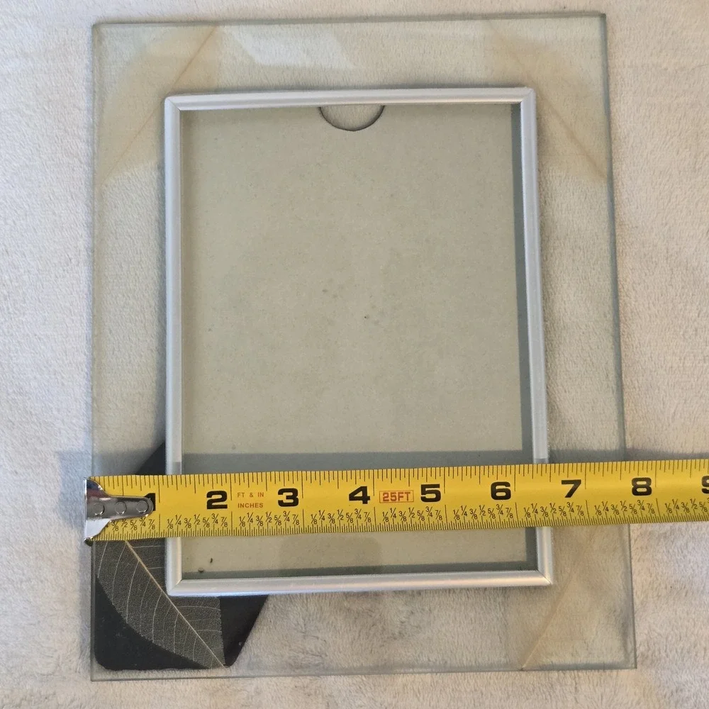 Ganz Glass Picture Frame 5x7 Real Pressed Leaf Botanical Silver EJ9883